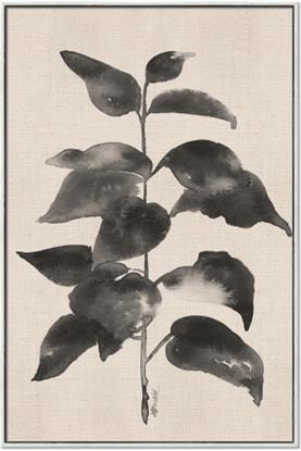 Picture of Black Linen Leaves II