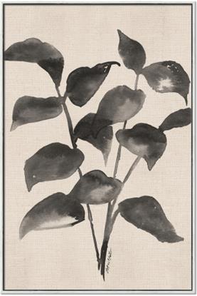 Picture of Black Linen Leaves IV