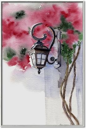 Picture of Red Floral Lamp