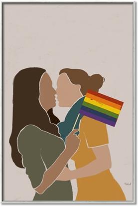 Picture of Two girls with rainbow flag
