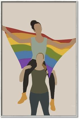 Picture of Two girls with rainbow flag II