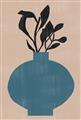 Picture of Lonely Plant on Blue Vase _GroupedProduct_Rectangle_Portrait_Unframed_Print_Only_