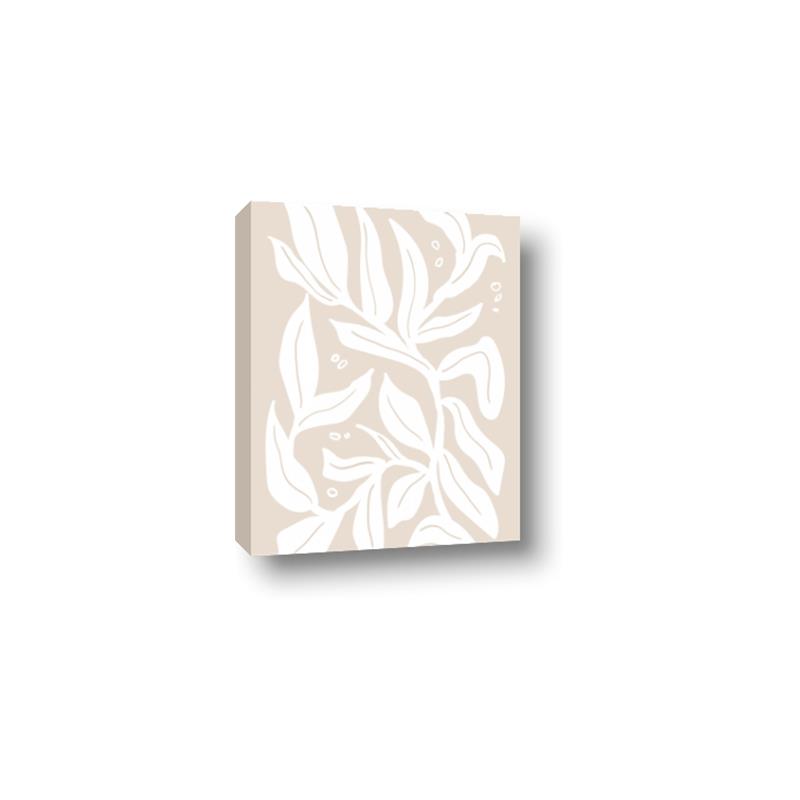 Picture of White Leaves on Beige _GroupedProduct_Rectangle_Portrait_Canvas_