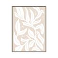 Picture of White Leaves on Beige _GroupedProduct_Rectangle_Portrait_Canvas_Framed_