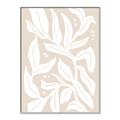 Picture of White Leaves on Beige _GroupedProduct_Rectangle_Portrait_Canvas_Framed_