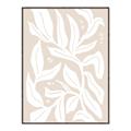 Picture of White Leaves on Beige _GroupedProduct_Rectangle_Portrait_Canvas_Framed_