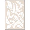 Picture of White Leaves on Beige _GroupedProduct_Rectangle_Portrait_Canvas_Framed_