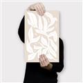 Picture of White Leaves on Beige _GroupedProduct_Rectangle_Portrait_Canvas_