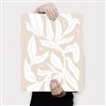 Picture of White Leaves on Beige _GroupedProduct_Rectangle_Portrait_Canvas_