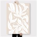 Picture of White Leaves on Beige _GroupedProduct_Rectangle_Portrait_Canvas_