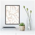 Picture of White Leaves on Beige _GroupedProduct_Rectangle_Portrait_Canvas_Framed_