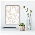 Picture of White Leaves on Beige _GroupedProduct_Rectangle_Portrait_Canvas_Framed_