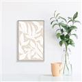 Picture of White Leaves on Beige _GroupedProduct_Rectangle_Portrait_Canvas_Framed_