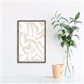 Picture of White Leaves on Beige _GroupedProduct_Rectangle_Portrait_Canvas_Framed_