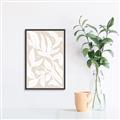 Picture of White Leaves on Beige _GroupedProduct_Rectangle_Portrait_Canvas_Framed_