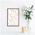 Picture of White Leaves on Beige _GroupedProduct_Rectangle_Portrait_Canvas_Framed_