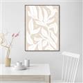 Picture of White Leaves on Beige _GroupedProduct_Rectangle_Portrait_Canvas_Framed_