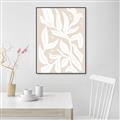 Picture of White Leaves on Beige _GroupedProduct_Rectangle_Portrait_Canvas_Framed_