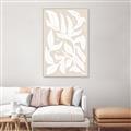 Picture of White Leaves on Beige _GroupedProduct_Rectangle_Portrait_Canvas_Framed_