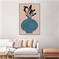 Picture of Lonely Plant on Blue Vase _GroupedProduct_Rectangle_Portrait_Canvas_Framed_