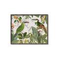 Picture of Green Nostalgic Tropical Birds _GroupedProduct_Rectangle_Landscape_Canvas_Framed_
