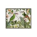 Picture of Green Nostalgic Tropical Birds _GroupedProduct_Rectangle_Landscape_Canvas_Framed_