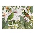 Picture of Green Nostalgic Tropical Birds _GroupedProduct_Rectangle_Landscape_Canvas_Framed_