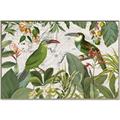 Picture of Green Nostalgic Tropical Birds _GroupedProduct_Rectangle_Landscape_Canvas_Framed_