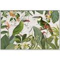 Picture of Green Nostalgic Tropical Birds _GroupedProduct_Rectangle_Landscape_Canvas_Framed_