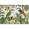 Picture of Green Nostalgic Tropical Birds _GroupedProduct_Rectangle_Landscape_Canvas_Framed_