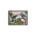 Picture of Blue Nostalgic Tropical Parrot Birds _GroupedProduct_Rectangle_Landscape_Canvas_Framed_