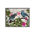 Picture of Blue Nostalgic Tropical Parrot Birds _GroupedProduct_Rectangle_Landscape_Canvas_Framed_