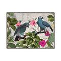 Picture of Blue Nostalgic Tropical Parrot Birds _GroupedProduct_Rectangle_Landscape_Canvas_Framed_