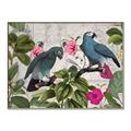 Picture of Blue Nostalgic Tropical Parrot Birds _GroupedProduct_Rectangle_Landscape_Canvas_Framed_