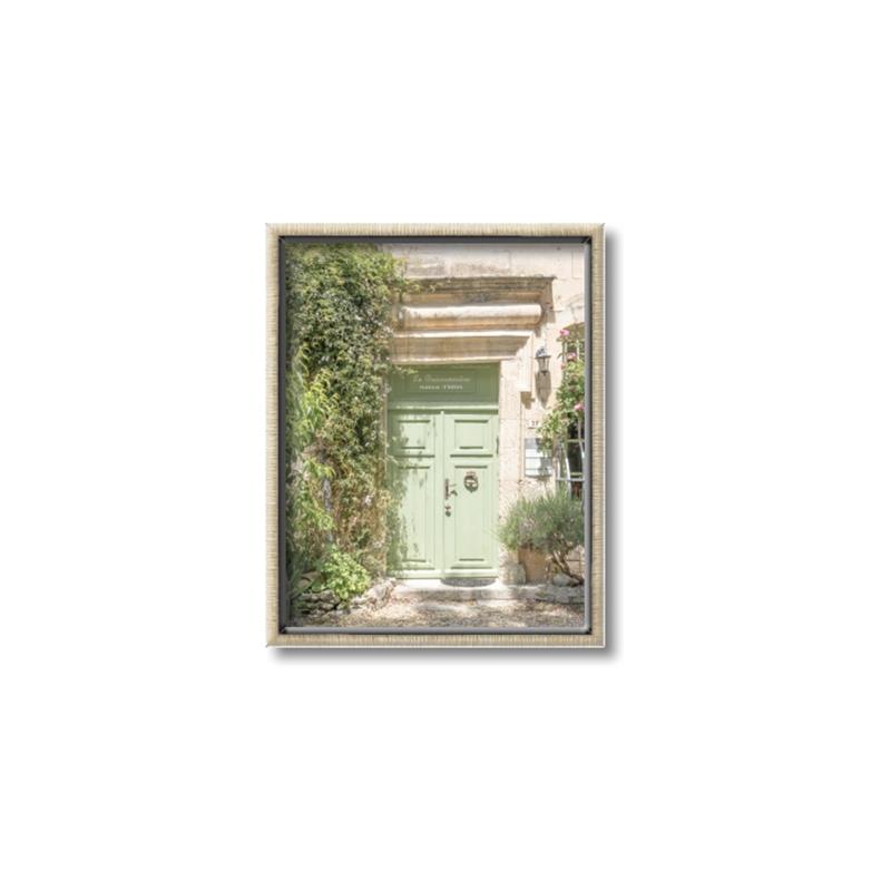 Picture of Pastel Green Door in Spring _GroupedProduct_Rectangle_Portrait_Photography _GroupedProduct_Rectangle_Portrait_Canvas_Framed_