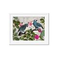 Picture of Blue Nostalgic Tropical Parrot Birds _GroupedProduct_Rectangle_Landscape_Framed_Matted_