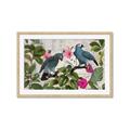 Picture of Blue Nostalgic Tropical Parrot Birds _GroupedProduct_Rectangle_Landscape_Framed_Matted_