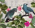Picture of Blue Nostalgic Tropical Parrot Birds _GroupedProduct_Rectangle_Landscape_Unframed_Print_Only_