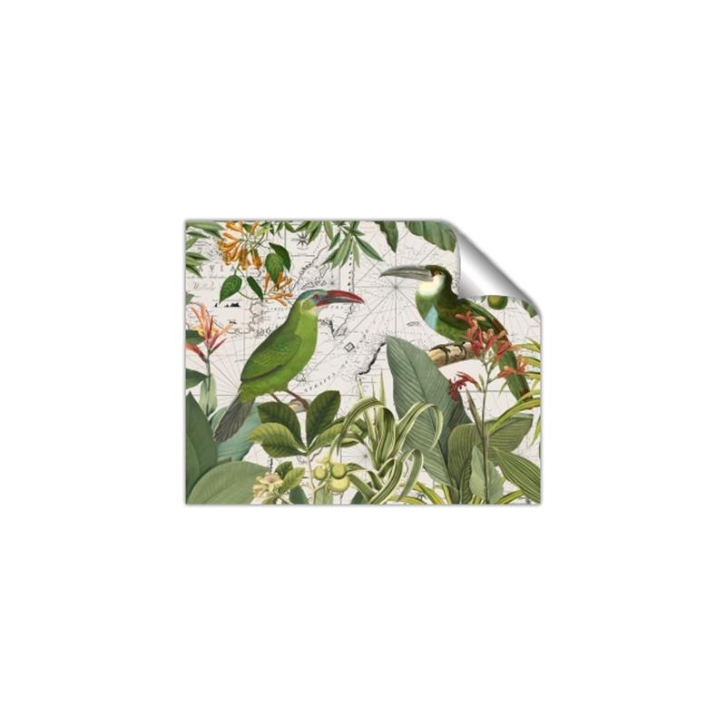 Picture of Green Nostalgic Tropical Birds _GroupedProduct_Rectangle_Landscape_Unframed_Print_Only_