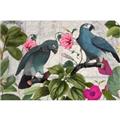 Picture of Blue Nostalgic Tropical Parrot Birds _GroupedProduct_Rectangle_Landscape_Unframed_Print_Only_