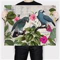 Picture of Blue Nostalgic Tropical Parrot Birds _GroupedProduct_Rectangle_Landscape_Canvas_