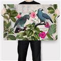 Picture of Blue Nostalgic Tropical Parrot Birds _GroupedProduct_Rectangle_Landscape_Canvas_