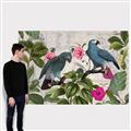 Picture of Blue Nostalgic Tropical Parrot Birds _GroupedProduct_Rectangle_Landscape_Canvas_