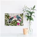 Picture of Blue Nostalgic Tropical Parrot Birds _GroupedProduct_Rectangle_Landscape_Canvas_