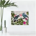 Picture of Blue Nostalgic Tropical Parrot Birds _GroupedProduct_Rectangle_Landscape_Canvas_