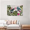 Picture of Blue Nostalgic Tropical Parrot Birds _GroupedProduct_Rectangle_Landscape_Canvas_