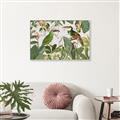 Picture of Green Nostalgic Tropical Birds _GroupedProduct_Rectangle_Landscape_Canvas_Framed_