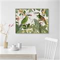 Picture of Green Nostalgic Tropical Birds _GroupedProduct_Rectangle_Landscape_Canvas_Framed_