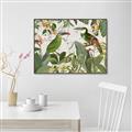 Picture of Green Nostalgic Tropical Birds _GroupedProduct_Rectangle_Landscape_Canvas_Framed_