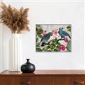 Picture of Blue Nostalgic Tropical Parrot Birds _GroupedProduct_Rectangle_Landscape_Canvas_Framed_